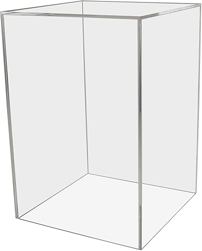 Vista 56 de Caja elevadora de acrílico de 12 pulgadas con un lado abierto, sin tapa, versátil y cuadrado transparente de plexiglás para mercancías al por menor