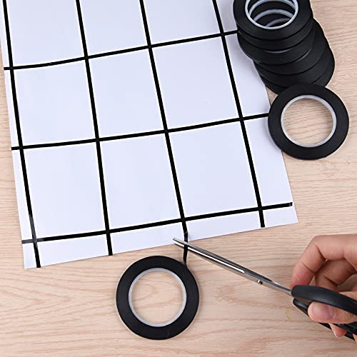 ASTARON 8 Stück Whiteboard Klebeband Grafikkunst Klebeband Rasterband für Büro Schule schwarz 3 mm