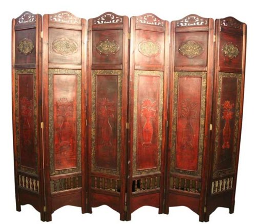 Asian Home Vintage Oriental Style 6 Panels Screen Room Divider
