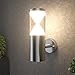 Produktbild NBHANYUAN Lighting® Aussenleuchte/Außenlampe LED Wand Lampe Außen für Balkon, Garten Silber Edelstahl Acrylic 3000K Warmweiß Licht 220-240V 1000LM 9W IP44 (ohne PIR Sensor)