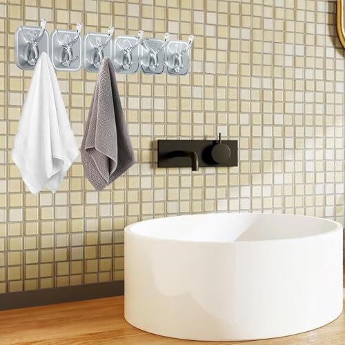 Image of Kitchen Row Hooks Self Adhesive Wall Hooks for Clothes & Utensils Waterproof Seamless Hanger No-Drill Heavy Duty Hooks for Kitchen Bathroom Cabinet Spoon Storage & Home Organization 1 Pack