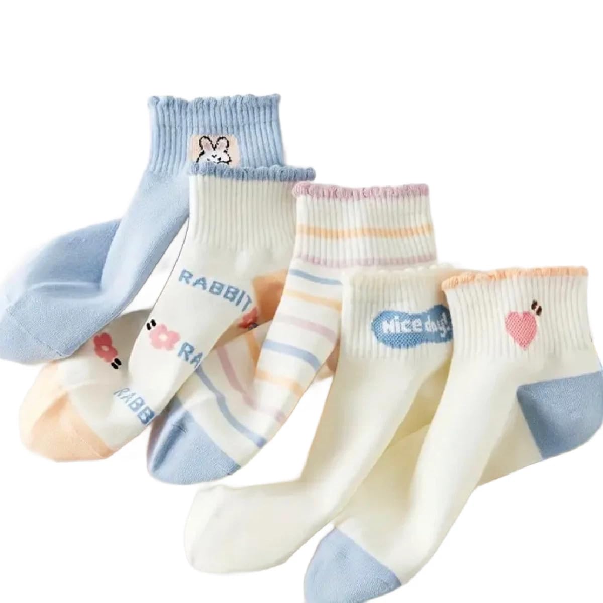 SWEET CABOODLES Women’s Ankle Socks – 5 Pair Pack | Cute Smile Face Design | Soft Cotton Breathable Low-Cut Socks for Girls & Women - Image 6 thumbnail