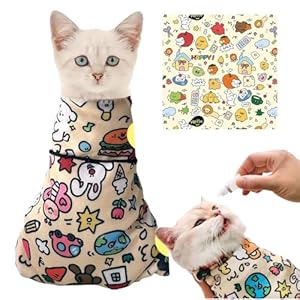 Cat Grooming Wrap-Anti-Scratch,Self-Adherent,Anti-Bite,Anti-Escape Calming Wrap for Medicine,Nail Clipping,Self-Adherent Cat Wrap(B-1pc,Large)