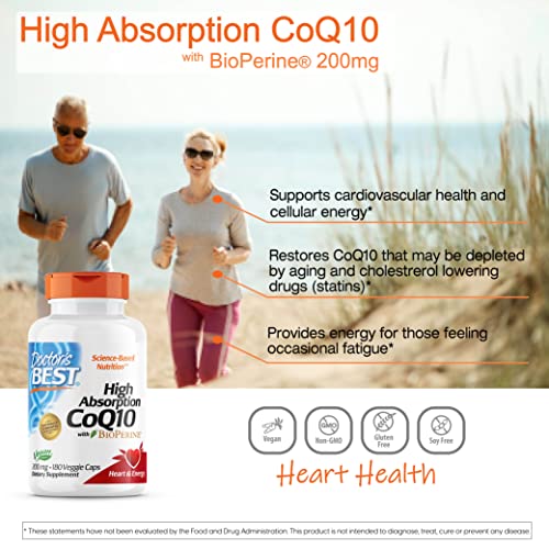 Doctor's Best High Absorption Coq10 With Bioperine, Non-Gmo, Gluten & Soy Free, Naturally Fermented, Vegan, Heart Health And Energy Production, 200 Mg, 180 Count #TOP5