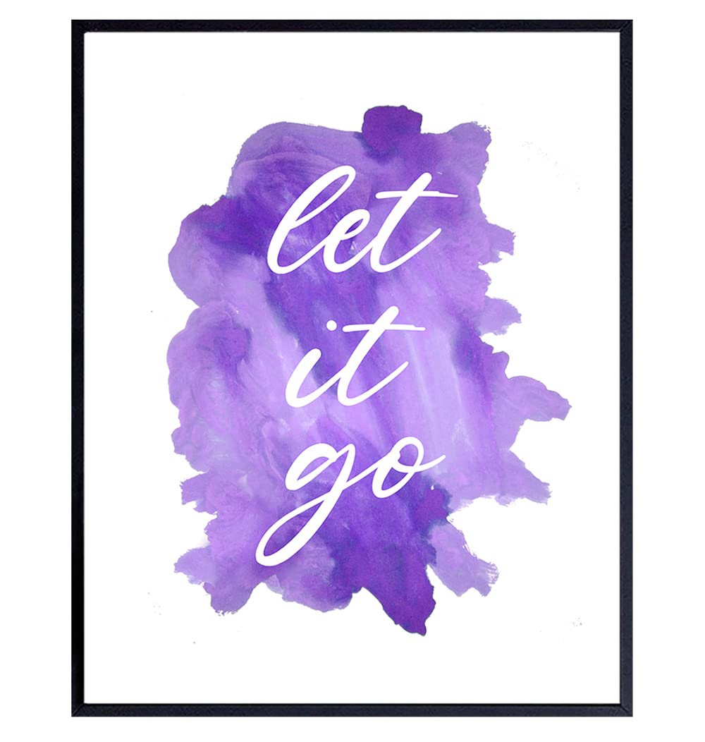 Let It Go Unframed Wall Art Print Typography - Perfect Affordable Gift - Motivational Quote - Great For Office and Home Decor - Ready to Frame (8X10) Watercolor Photo