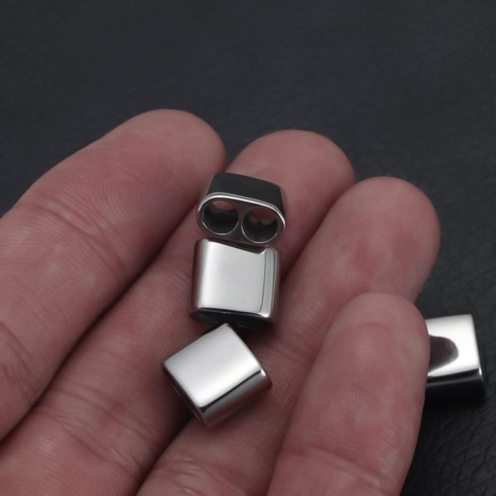 10pcs Stainless Steel Two Hole Spacer Beads Multi-Strand Linking Connector for Leather Cord Bracelets Jewelry Making (Styles-A) - Image 5