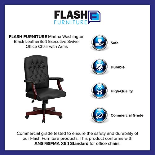 Flash Furniture Martha Washington Black Leathersoft Executive Swivel Office Chair With Arms #TOP2