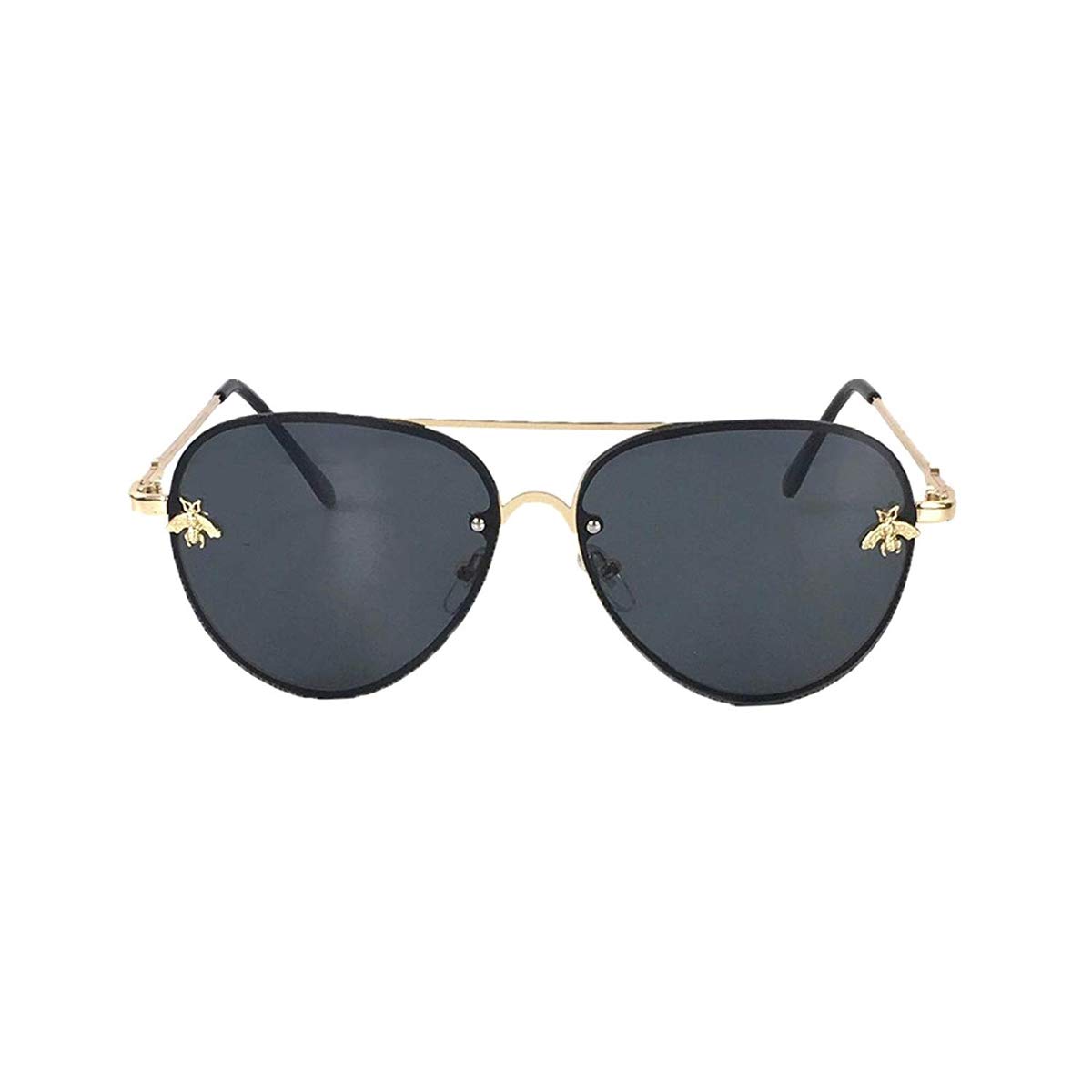 Blue Island Fashion Culture Women's Buzzed Bee Charm 60mm Aviator Sunglasses (Black)