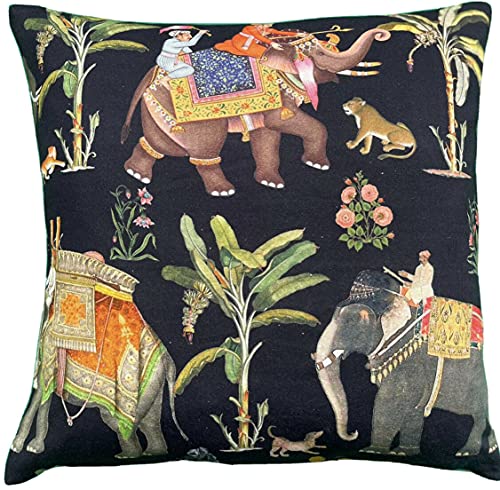 Elephants Pillow Throw Cover Oriental Cushion Case Caravan Black Printed Cotton Asian Pillows Sofa Home Décor #TOP25