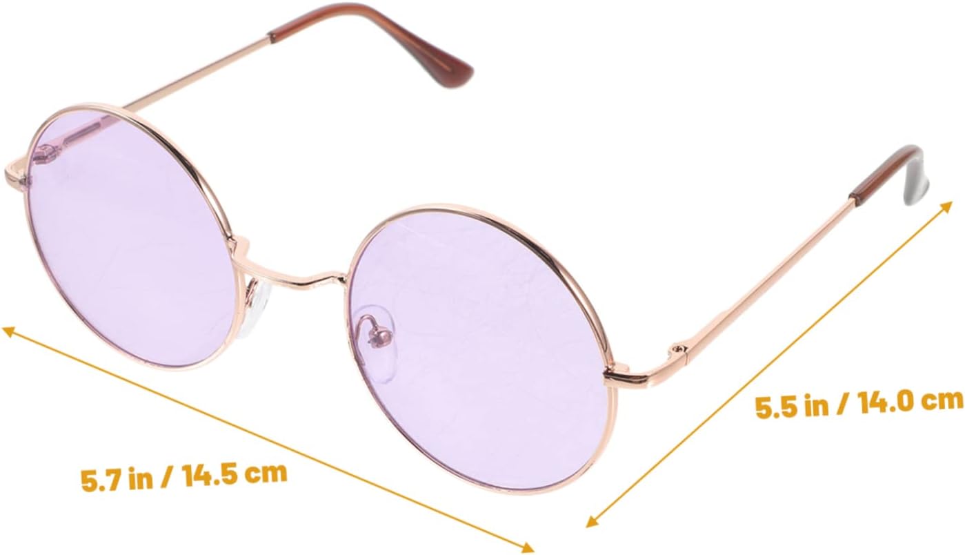 Didiseaon Retro Round Frame Sunglasses Lightweight Stylish Eyewear for Men Women Party Props UV Protection Comfortable Fit Metal Frame