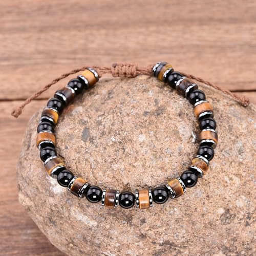 Pulsera Triple Protección con Ojo de Tigre y Ónix negro miniatura 6