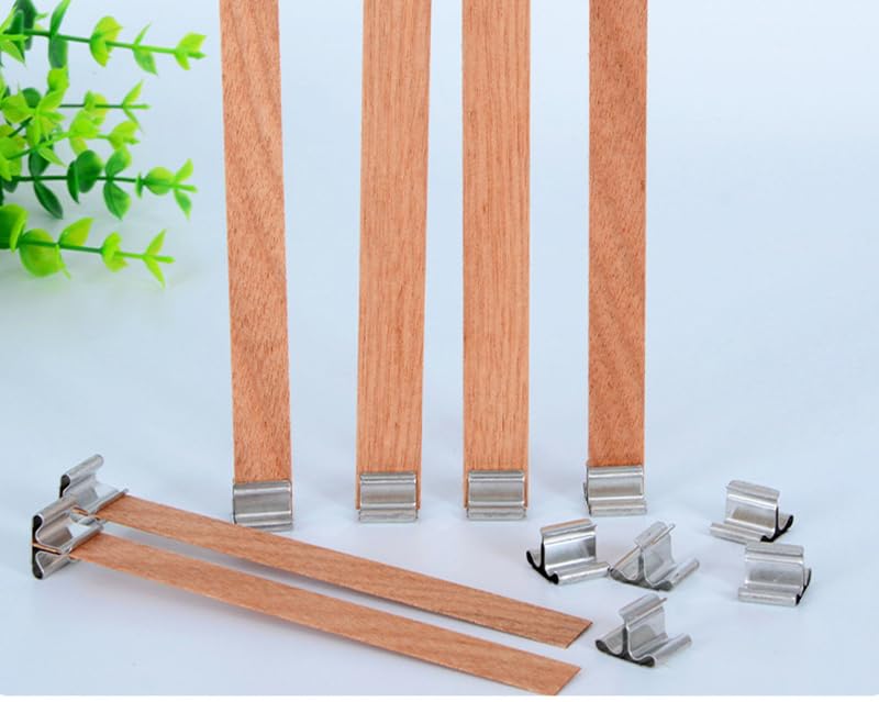Stoppini In Legno Per Candele 50 Pezzi Stoppini Per Candele, Kit Candele Stoppini In Legno Con 20 Basi In Metallo, Stoppini Legno Per Candele Fai Da Te, Per Realizzare Candele Artigianali, 13