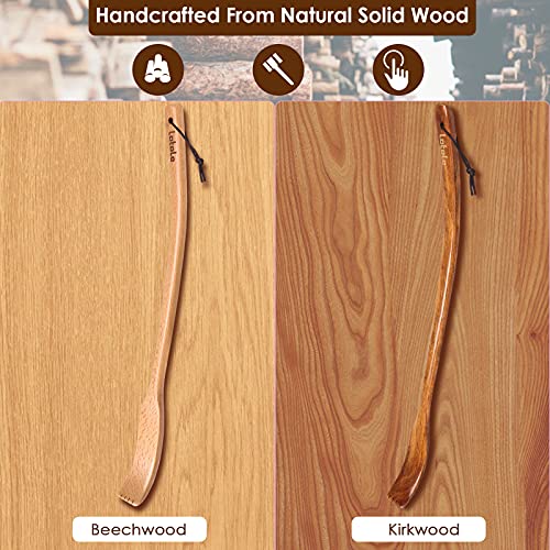 Lotole Wooden Back Scratcher, Ergonomic Oversized Curved Long Handle Wood Back Scratcher For Men Women Adults - 16.5”, 2 Colors Pack, Great Gift For Itching Relief #TOP4