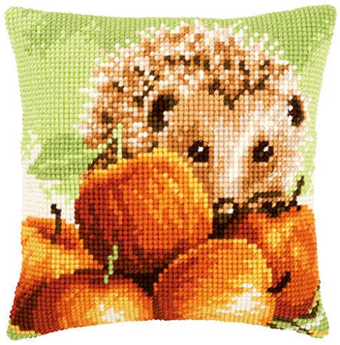 Vervaco Cross Stitch Kit: Cushion: Hedgehog with Apples, Other, NA, 40 x 40cm, N\a