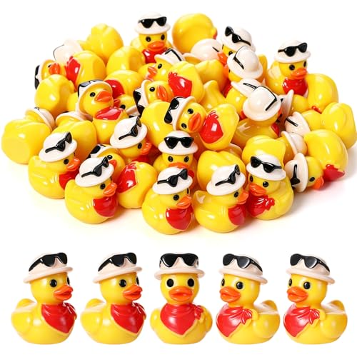 Image of 50 Pcs Sunglasses Ducks Toy Figures, Mini Resin Ducks Bulk | Tiny Duck Figurine Dress up Game Toy for Summer Party Favors (Sunglasses Duck)