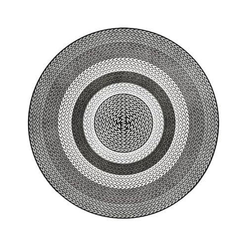 NEYTIIR Alfombra Redonda De Yute Azul Hecha A Mano para Sala De Estar, Alfombra Circular Vintage Lavable A Máquina, Antideslizante, Decoración De Cocina(Grey,60cm)