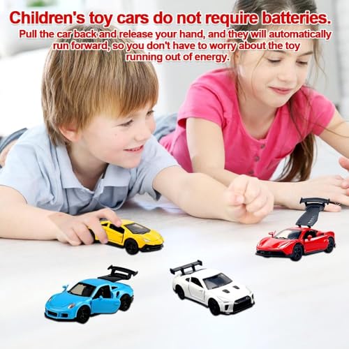 Image of PLUSPOINT Diecast Metal Toy car Set Pack of 4 Pull Back Racers Alloy Die Cast Racing Cars for Kids High Speed Metal Toy Car Play Set for Children Best Gifts Toys for Boys