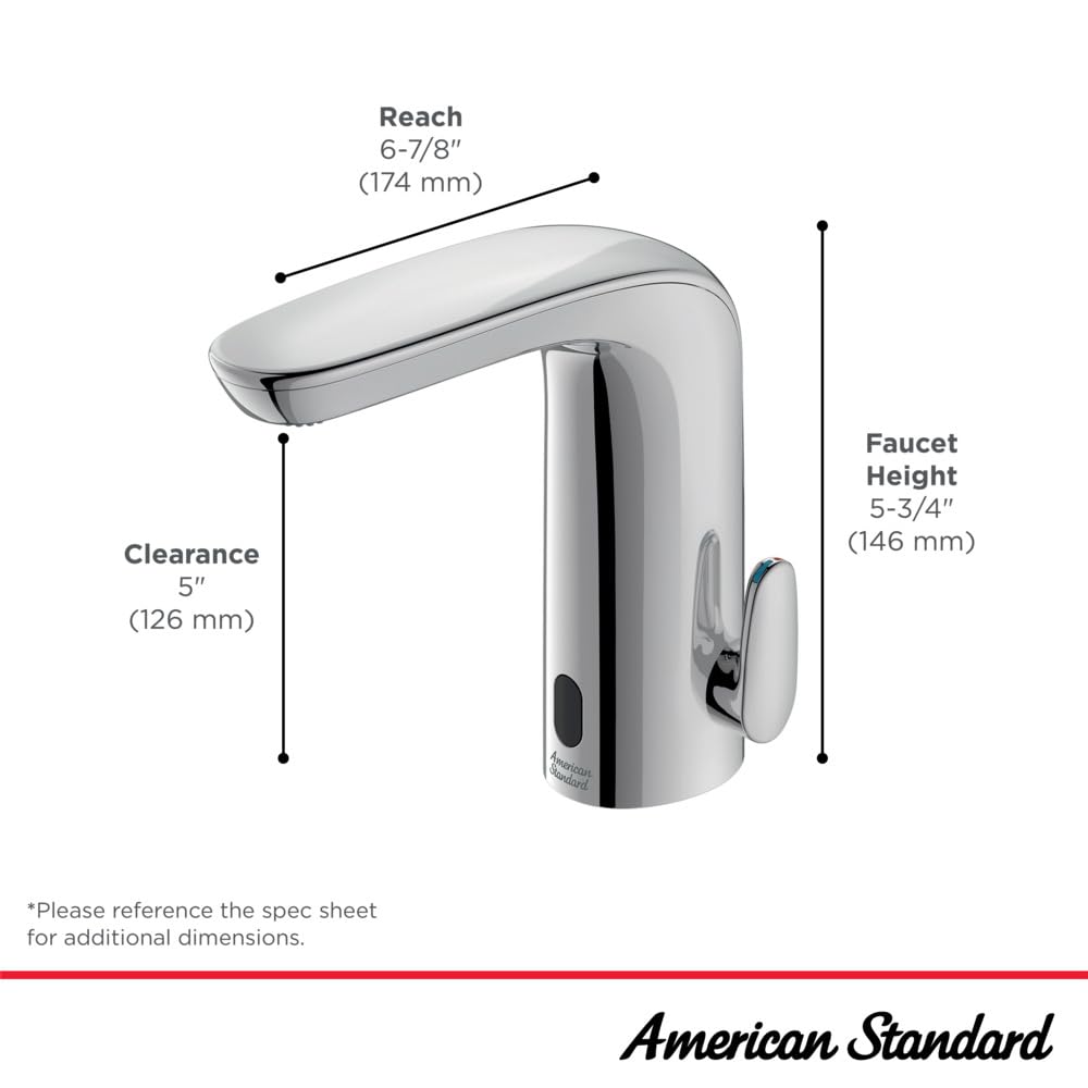 American Standard 706B205.295 NextGen Selectronic Grifo sin contacto, modelo base con mezcla por encima de la cubierta, 0.5 GPM, níquel cepillado