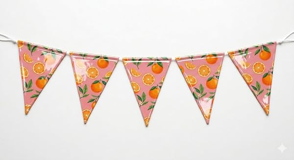 Waterproof Outdoor Summer Bunting β 6 Metres - Vibrant Plastic Triangular Flags β Reusable Garden Festival Garland β Ideal for BBQs, Street Parties, Birthdays & Fetes β Double-Sided (Lemons) - 2