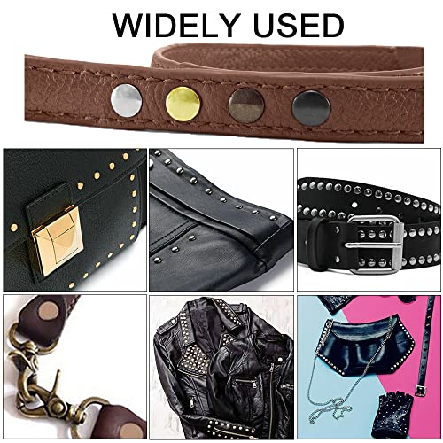 300 Sets Silver Stainless Steel Leather Rivets Double Cap Rivet Tubular Metal Studs Repairs Decoration Craft Accessories for Leather Craft Clothes Shoes Bags Belts (Bronze - Image 3