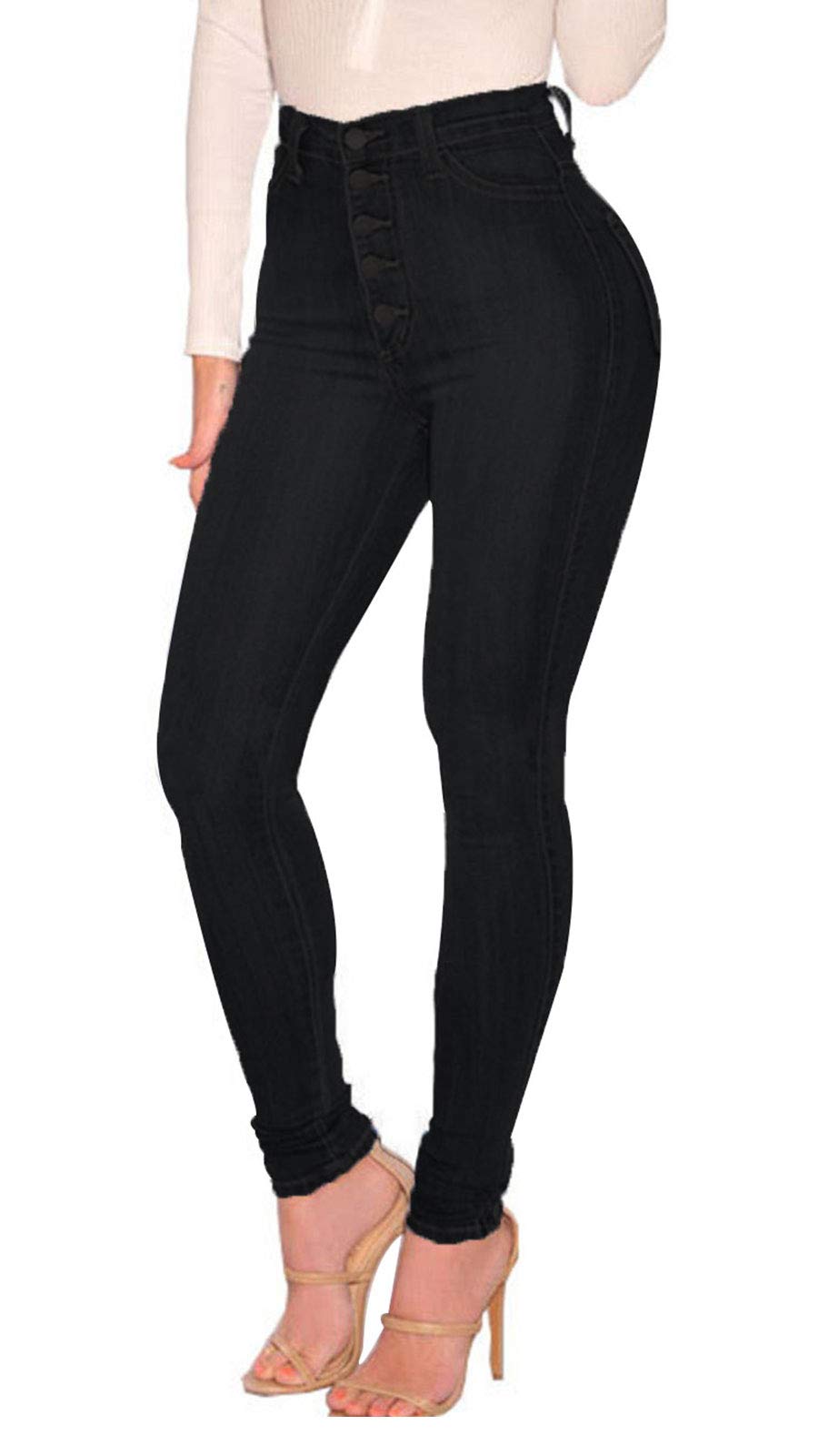 ECUPPERWomens Jeans High Waist Skinny Fit Stretch Jeans Denim Trousers with PocketsGlobal Recycled StandardGlobal Recycled StandardGlobal Recycled Standard