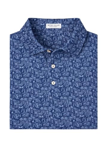 PETER MILLAR Men's Carolina Shag Performance Jersey Polo, Sports Navy, Medium