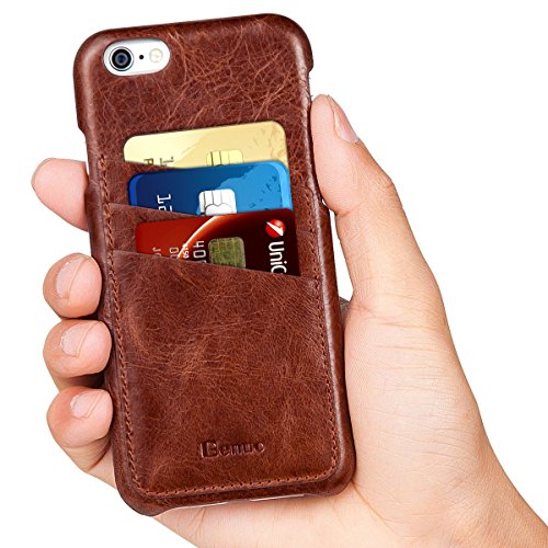 iPhone 6s Plus / 6 Plus Case, Benuo [Card Slot Series] [Vintage Fashion Style] Genuine Leather Case [Ultra Slim] [3 Card Slots] for iPhone 6 Plus/iPhone 6s Plus 5.5 inch (Stylish Brown)