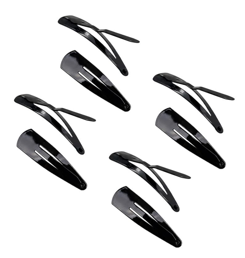 Image of Glaze Black Snap Hair Clips, Glossy Finish Metal Medium Tic Tac Clips for Women, Pack of 12
