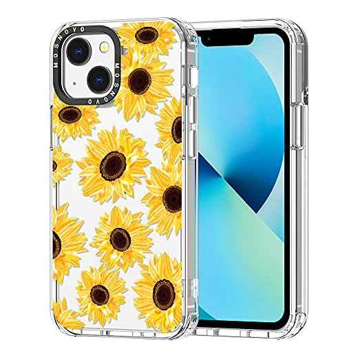 MOSNOVO Compatible with iPhone 13 Case, Cute Sunflower Print for Girl Women [ Buffertech™ Shockproof ] Transparent TPU Bumper Clear Phone Case Cover Designed for iPhone 13 6.1 Inch