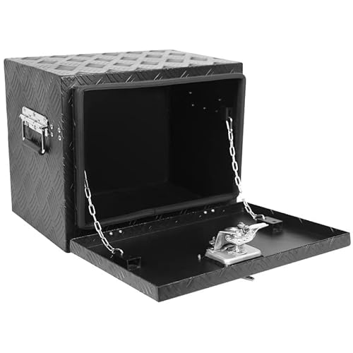 Cheinauto 18 Inch Heavy Duty Aluminum Tool Box - Waterproof Square Truck Storage Organizer Chest For Pickup Truck Bed, Rv Trailer - T-Handle Lock And Keys Included #TOP4