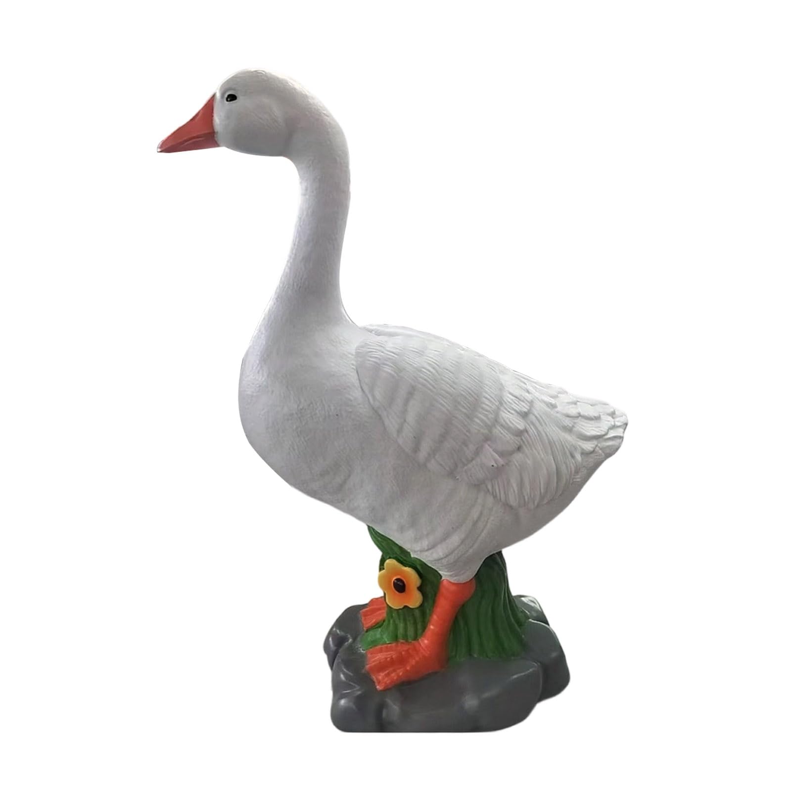 ohfruit 12.8in Resin Goose Statue, Cement Finish Lawn Ornament for Garden Porch, Weatherproof Farmhouse Patio Animal Sculpture Gift B