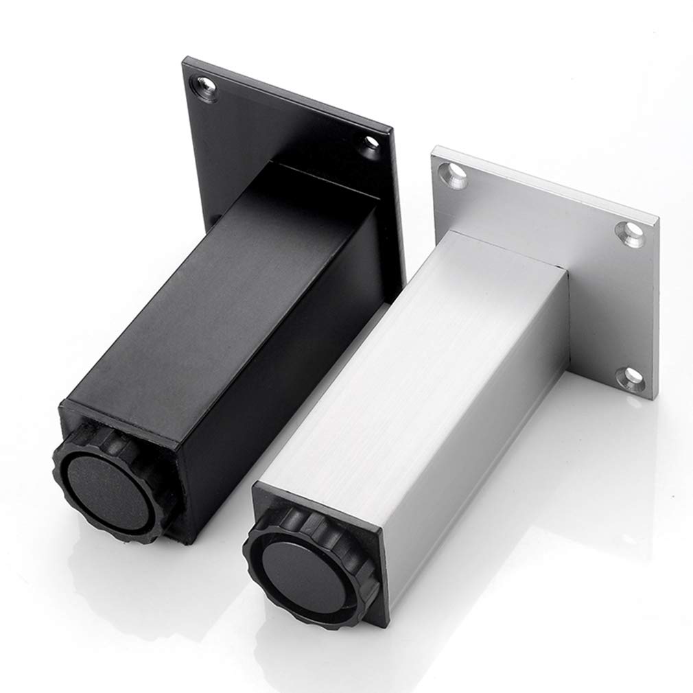 Nogi meblowe ze stopu aluminium, kwadratowe, regulowane, do szafki RTV, stolika kawowego, podnoszące, zestaw 4 szt.