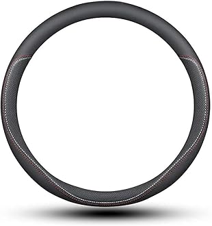 Carodi Latest Nappa Leather car Steering Wheel Cover, Stylish Non-Slip Leather car Interior 15 inches Universal（Black）