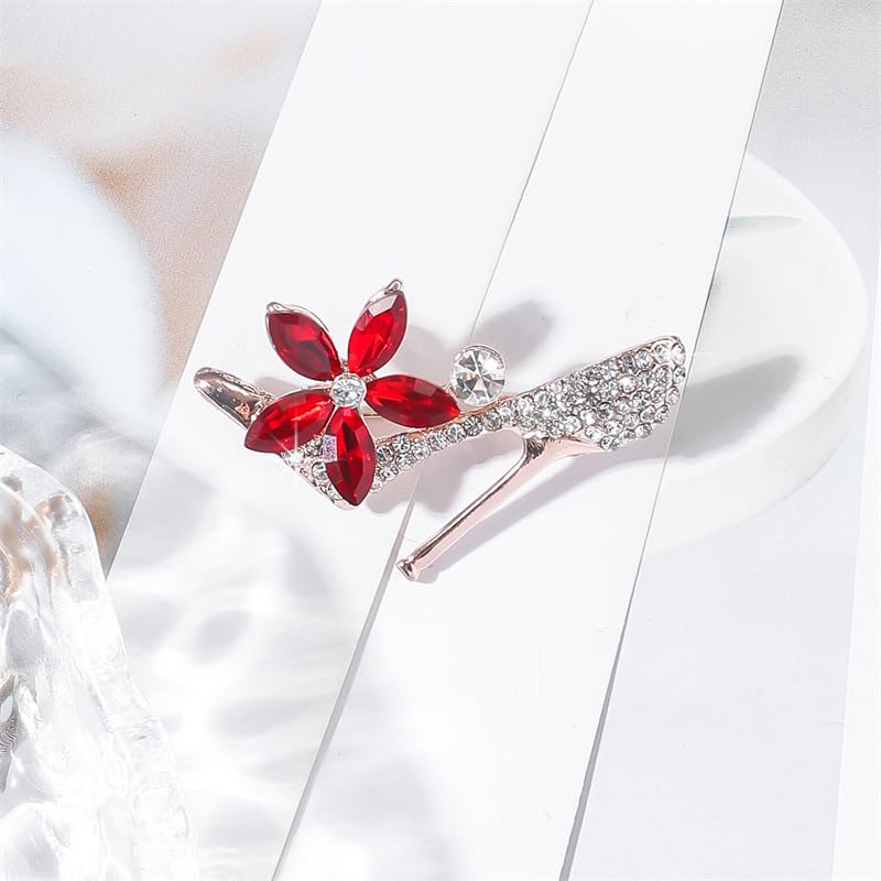 Image of Crystal High Heels Shoes Brooch Pins Jewelry Gift For Women Men