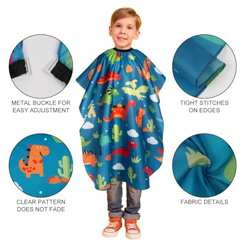 AYBUY Kids Hairdressing Gown Barbers Cape, Green Dinosaur Cutting Gowns with Neck Duster Brush and Hairdressers Comb - Image 4