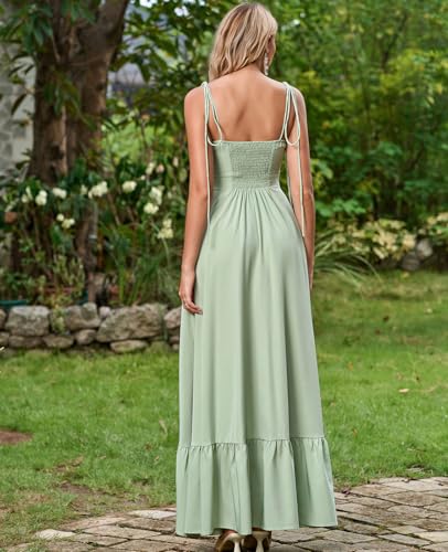 Image of GLNEGE Women's Summer Corset Wedding Guest Maxi Dress Spaghetti Strap Ruffle Formal Dresses Flowy A Line Tea Party Sundress