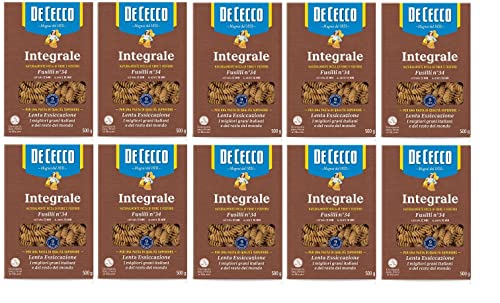 Pasta De Cecco Fusilli integrali n° 34 Pasta italiana de grano entero, 500 g
