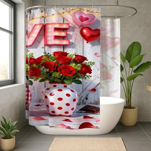 Rideau de douche imperméable extra large anti-éclaboussures motif roses - 4
