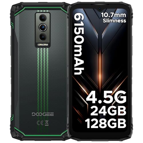 DOOGEERugged BLADE10-E Telefono Movil Irrompible 4.5G, 24GB+128GB/2TB /6150mAh OTG / 16MP/ 6.56" HD+ 90Hz Android 15 Movil Resistente Dual SIM/NFC/Face ID/Huella/IP68/IP69K Smartphone