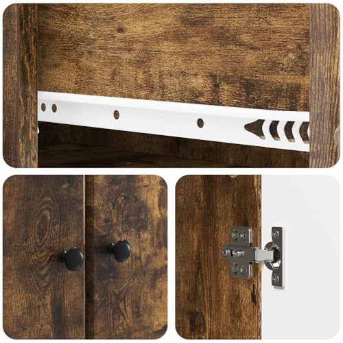 Muebles de madera de roble ahumado con construcción estable, 3 estantes y puertas robustas 8