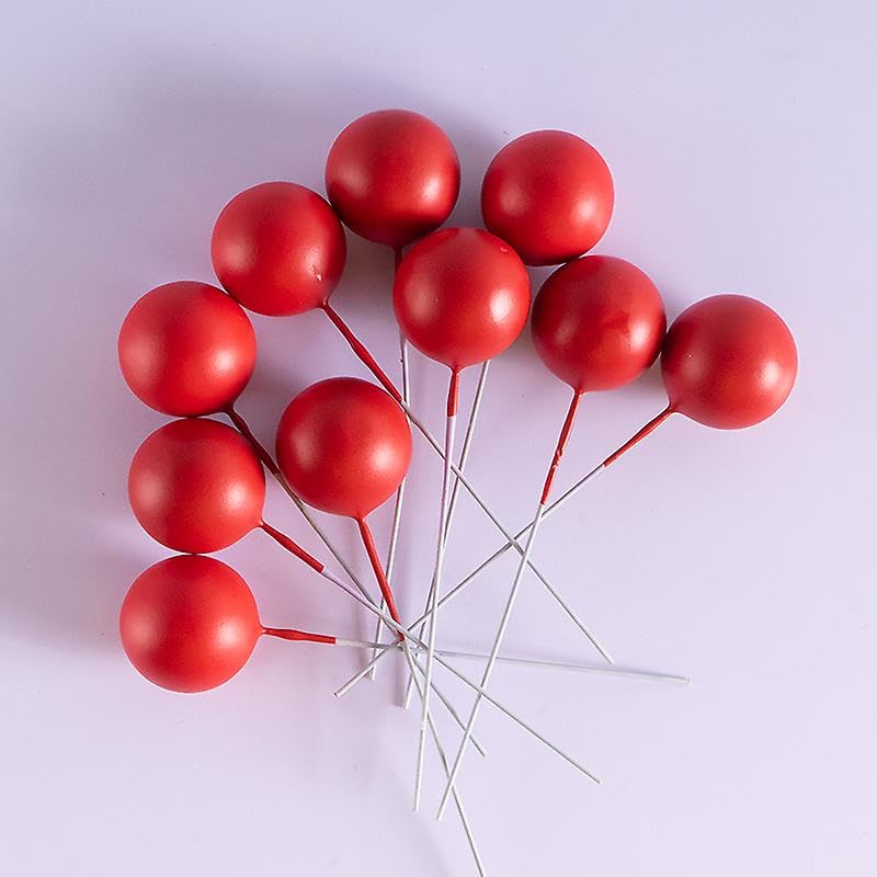 Image of Homebakers Mart Faux Balls Topper For Cake Decoration | Pack Of 20pcs | Red | 4 sizes 2, 2.5, 3, 4 cm 5PC Each (Red)