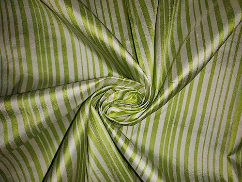 Soie Dupioni Stripe Vert et Ivoire 137cm tissu pour rideaux et loisirs