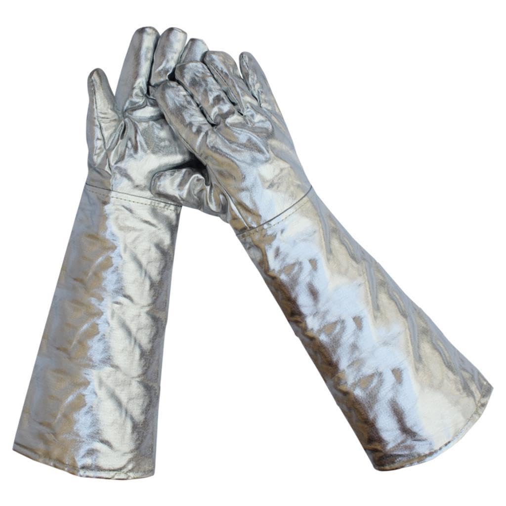 Guantes de Soldadura de Aluminio Térmicos Guantes Resistentes Al para Horno Guantes Aislantes para Protección Térmica Guantes de Trabajo Adecuad, 60 Cm 350 a 1000