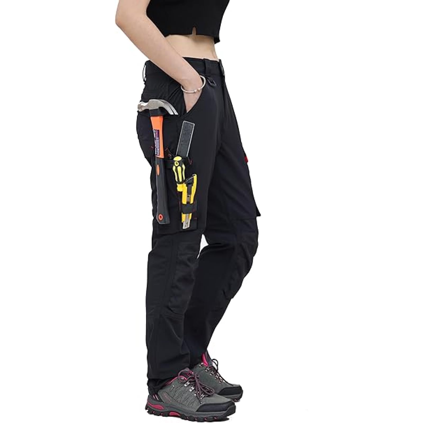WORK IDEA Damen Slim-Fit Stretch Arbeitshose: Kritische Stoffbereiche aus Cordura – strapazierfähige Eleganz für vielfältige Arbeitsanforderungen.
