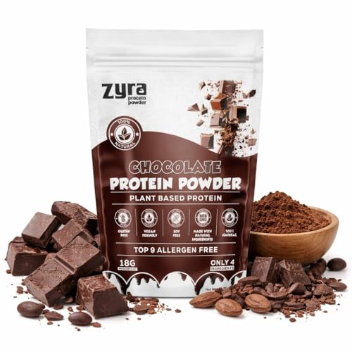 Zyra Pea Protein Powder Chocolate – 18g Plant Based Vegan Protein Powder, Smooth & Easy to Digest, Low Carb Keto Friendly, Dairy Free, Gluten Free, Soy Free