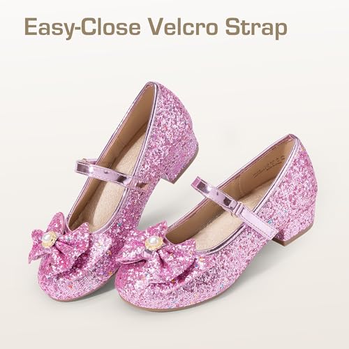 Image of DREAM PAIRS Girls Dress Shoes Princess Shoes for Toddler Little Girl Mary Jane Low Heels Glitter Flower Party Wedding Footwear
