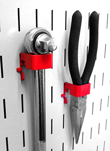 Image of Wall Control KT-200-DLX R Slotted Storage Panel Deluxe Hook Kit, Red