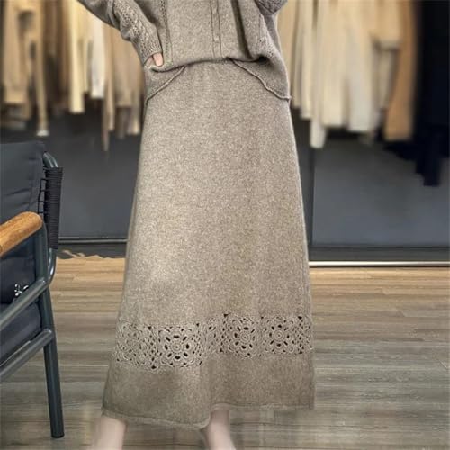 Wool Skirt Women A-Line Knitted One-Step Umbrella Thicken Hook Flower Solid2