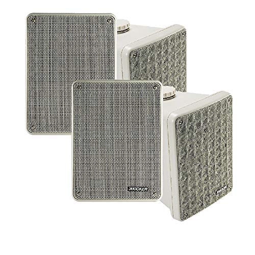 KICKER KB6 Indoor Outdoor Patio Speaker Bundle in Gray- 4 Speakers Total
