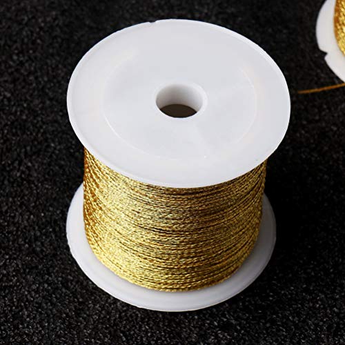 Image of 218 Yards /656 Feet Metallic Cord Gold Twine, 2 Spool Gold Thread String for Bracelet Making Jewelry Making Thread Gold Craft String Tinsel String Craft Making Cord(0.5mm)